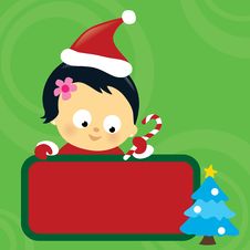 Christmas Asian Baby Girl Holding Sign Royalty Free Stock Photography Christmas Asian Baby Girl Holding Sign Royalty Free Stock Photography