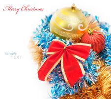 Christmas Decoration Baubles And Red Bow Isolated Royalty Free Stock Photos Christmas Decoration Baubles And Red Bow Isolated Royalty Free Stock Photos