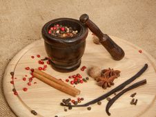 Mix Of The Spices With The Mortar Stock Image Mix Of The Spices With The Mortar Stock Image