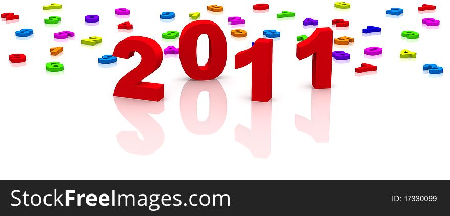 Illustration of 2011 on white background, with colorful numbers. Illustration of 2011 on white background, with colorful numbers