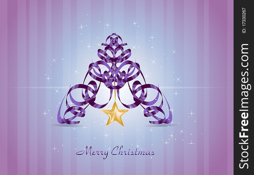 A Beautiful creative christmas card with ribbons & star. A Beautiful creative christmas card with ribbons & star