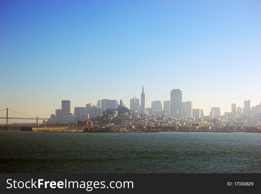 San Francisco Skyline, viewed from Alcatraz Island, California, USA