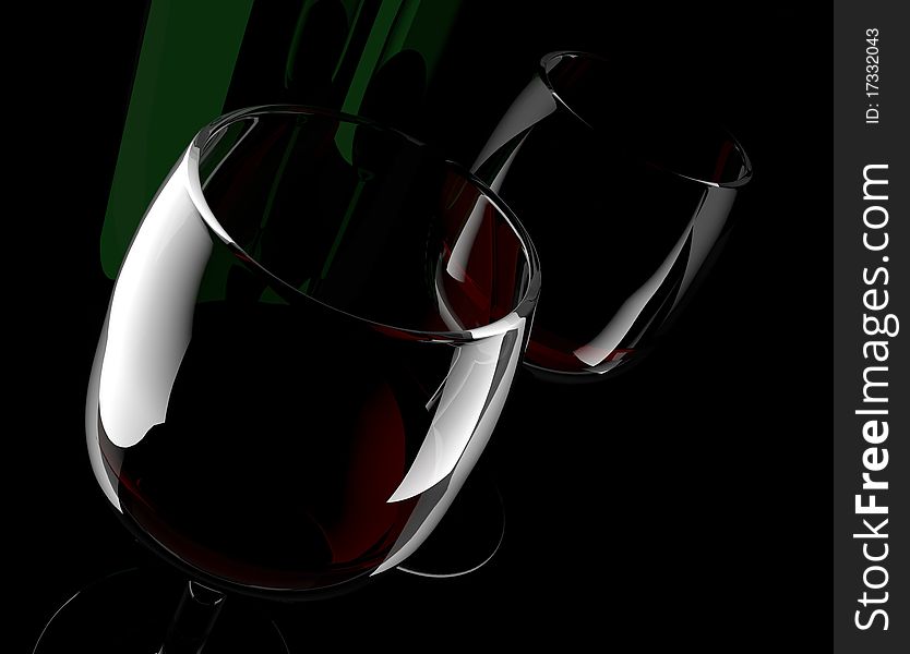 Wine glass on black background