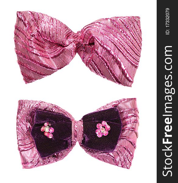 Pink shine bow tie isolated on white background