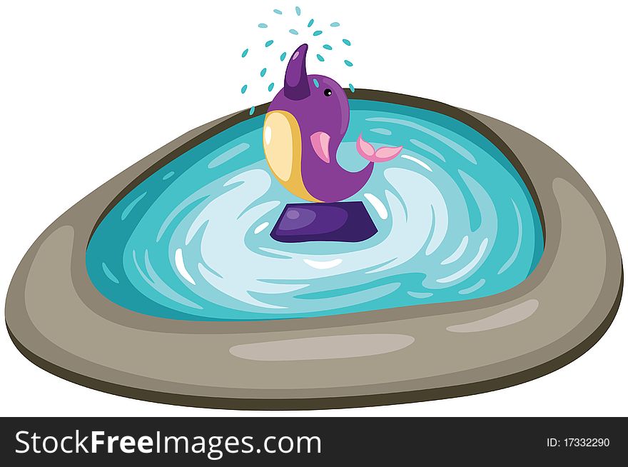 Illustration of isolated dolphin fountain on white
