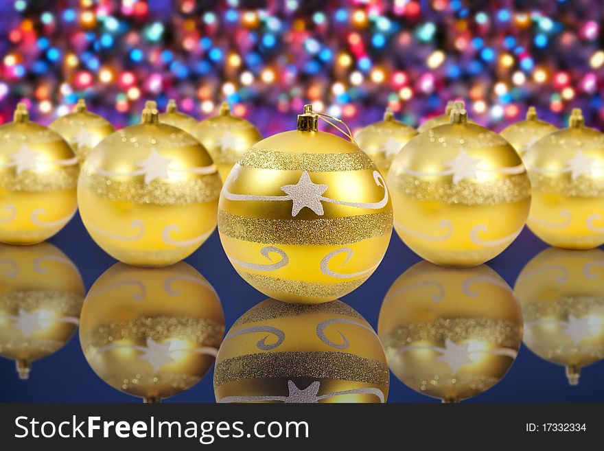 Golden christmas decoration balls