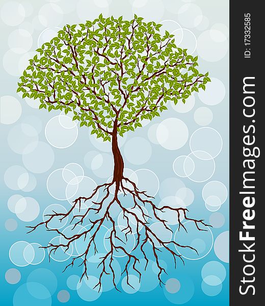 Abstract background with a tree. Vector illustration.