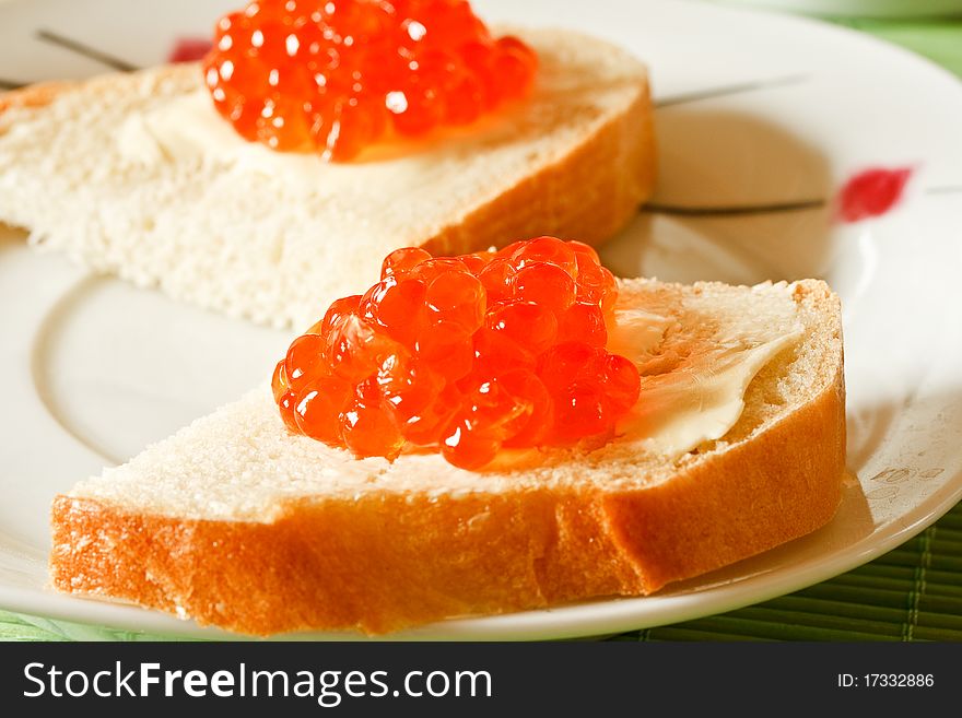 Sandwich With Red Caviar