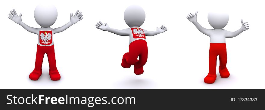 3d character textured with flag of Poland