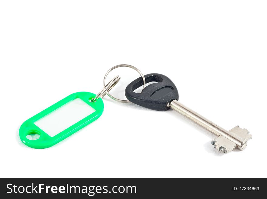 The key with label, isolated macro object. The key with label, isolated macro object.