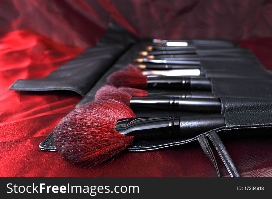 Make-up brushes in a handbag