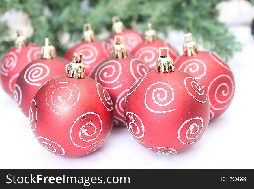 Christmas tree bulbs red and silver graphics