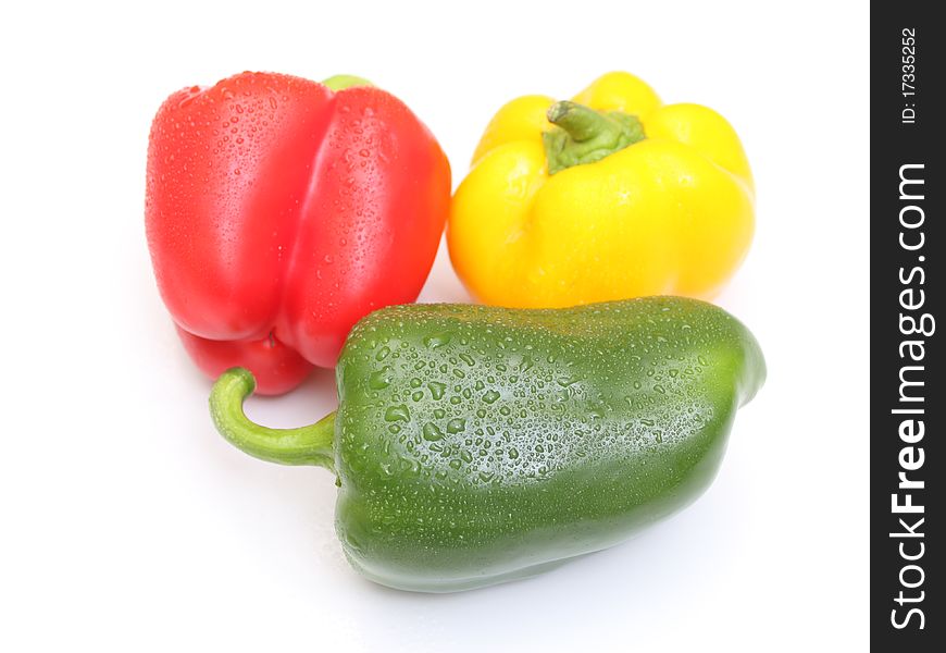 Green red yellow paprika dew freshness