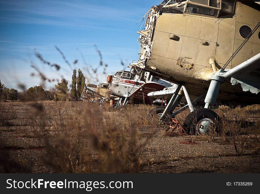 Discarded at the dump plane in an old airfield