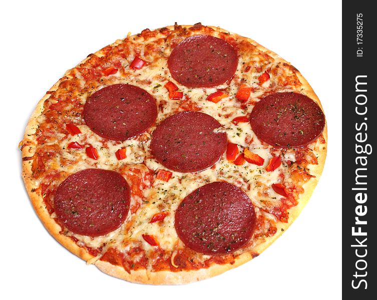 Pizza cheese, salami, red pepper tomato paste. Pizza cheese, salami, red pepper tomato paste