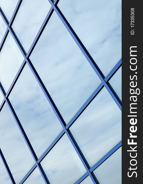 Blue skyscraper glass windows background