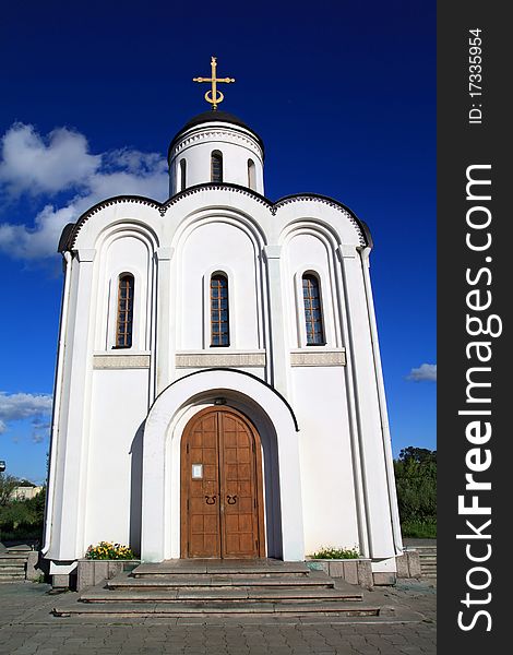 Christian orthodox church on a celestial background