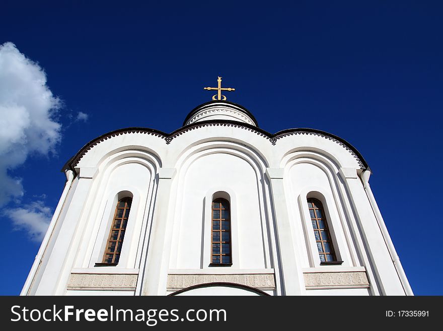 Christian orthodox church on a celestial background