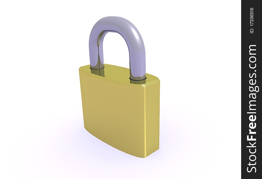 Rendered of a padlock locked on white background. Rendered of a padlock locked on white background