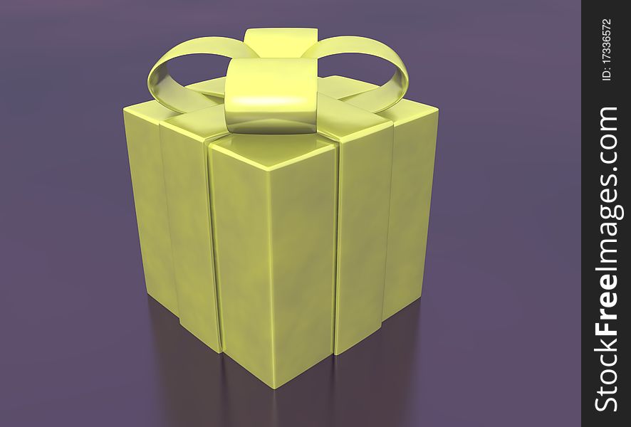 Rendered of a gold gift on black background. Rendered of a gold gift on black background