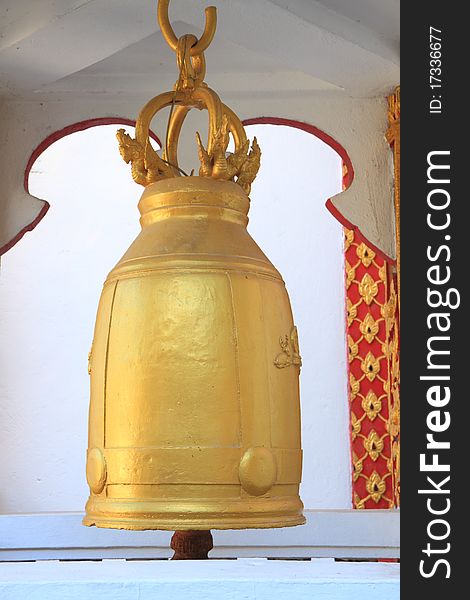 The big golden bell in Buddha temple