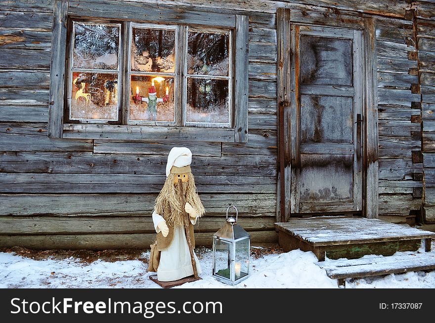 Christmass house  in Scandinavia winter