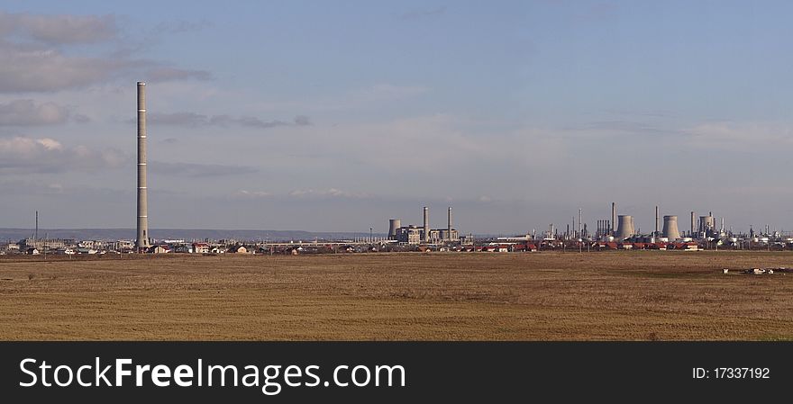 Industrial landscape with a chemical factory view