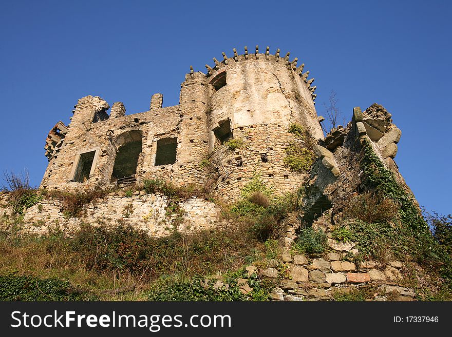 A medieval castle in ruins, madrignano, italy