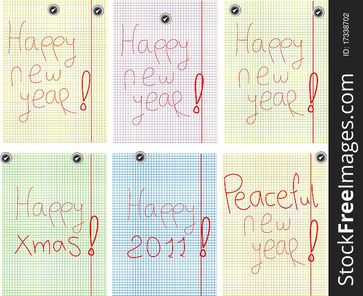 Set of Greetings with happy new year and xmas in colorful page. Set of Greetings with happy new year and xmas in colorful page