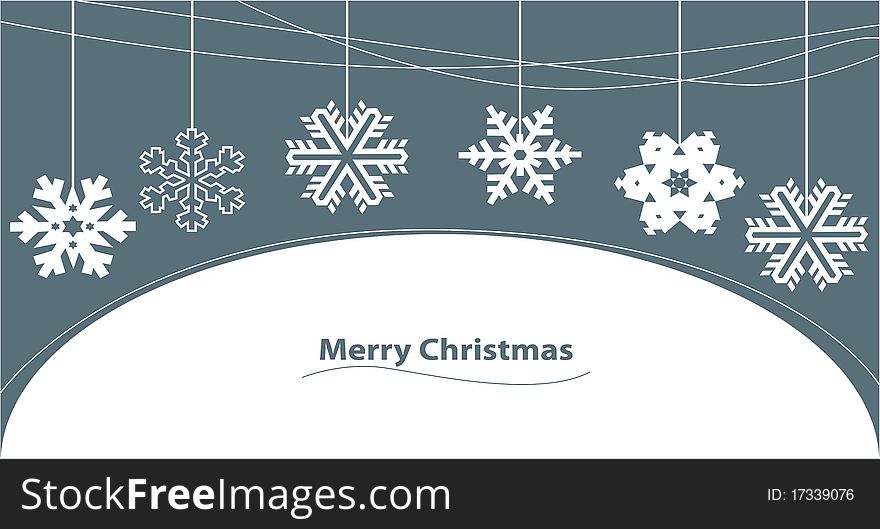 Merry christmas greeting card with snowflake