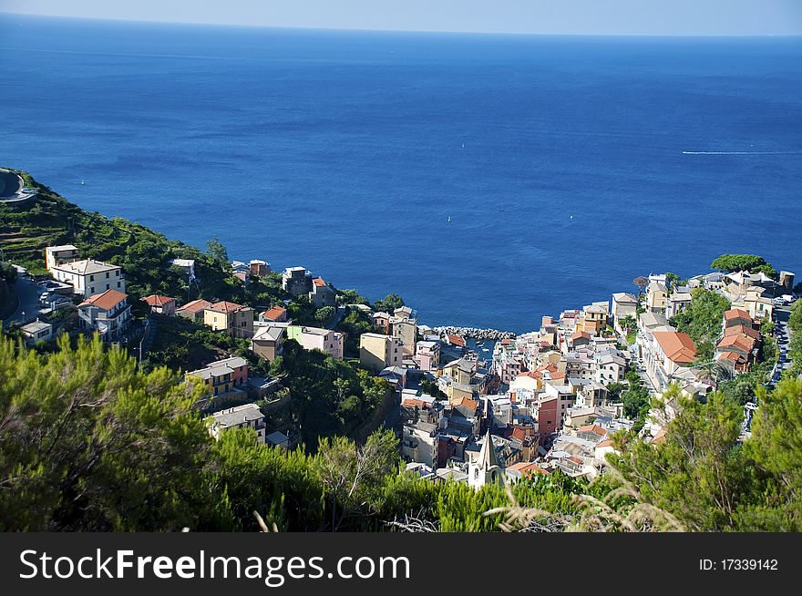 Panoramic view of Riomaggiore at Cinque terre, Italy. Panoramic view of Riomaggiore at Cinque terre, Italy