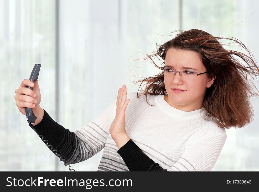 Woman with handset