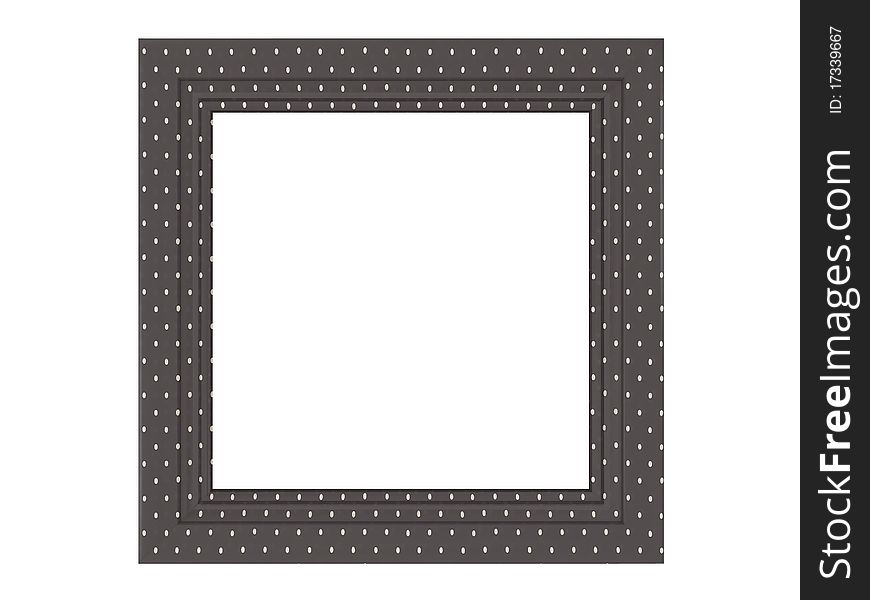 Vintage empty picture frame isolated on white, render/illustration