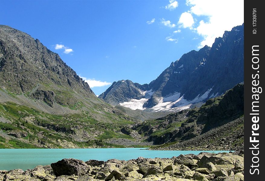 Altay Mountains And Lake.