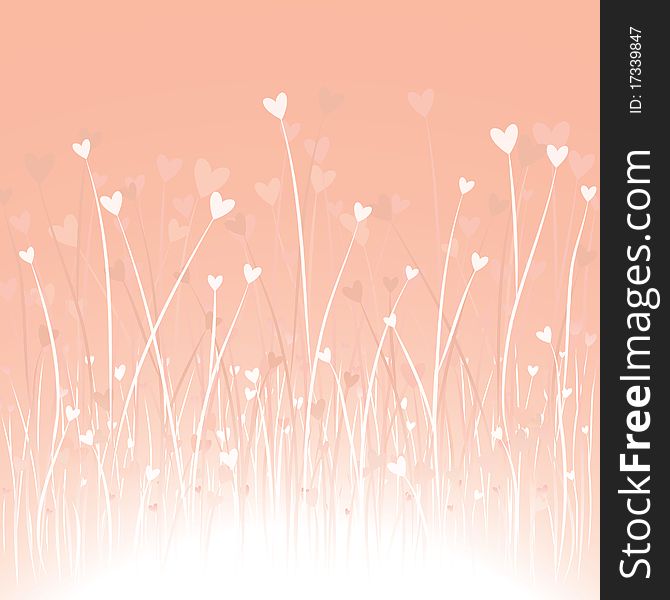 Romantic pink background with hearts