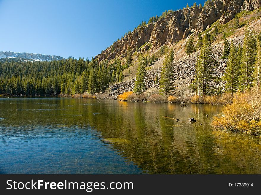 Scenic view of a Mountain and Lake in the Eastern Sierra