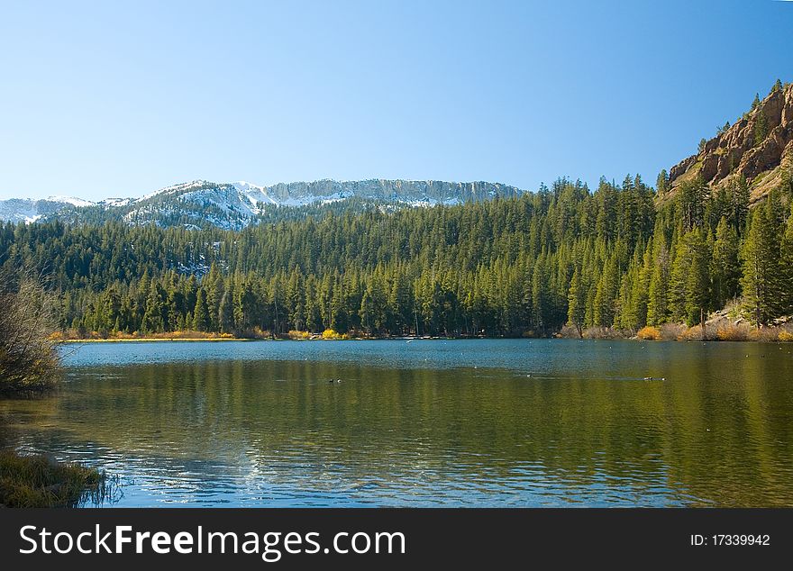 Scenic view of a Mountain and Lake in the Eastern Sierra