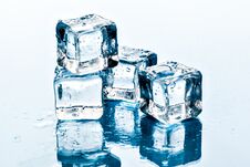 Ice Cubes On White Background. Creative Photo. Stock Photos