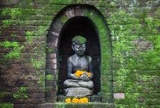 INDONESIA, BALI - JANUARY 20, 2011: Balinese Traditional Religious Sculptures Close-up. Stock Images