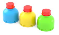 Three Color Plastic Bottles Stock Photos Three Color Plastic Bottles Stock Photos
