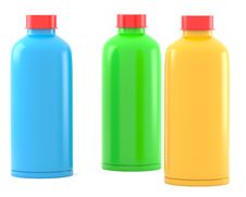 Three Color Plastic Bottles Royalty Free Stock Photography Three Color Plastic Bottles Royalty Free Stock Photography