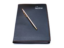 Opened Book, Diary And Pen With Blank Pages Isolat Royalty Free Stock Image