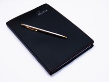 Opened Book, Diary And Pen With Blank Pages Isolat Royalty Free Stock Images