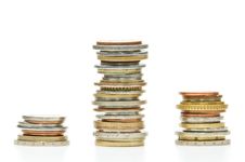 Three Stacks Of Coins Stock Image