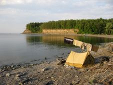 Tent On The Bank Of Volga Stock Images Tent On The Bank Of Volga Stock Images