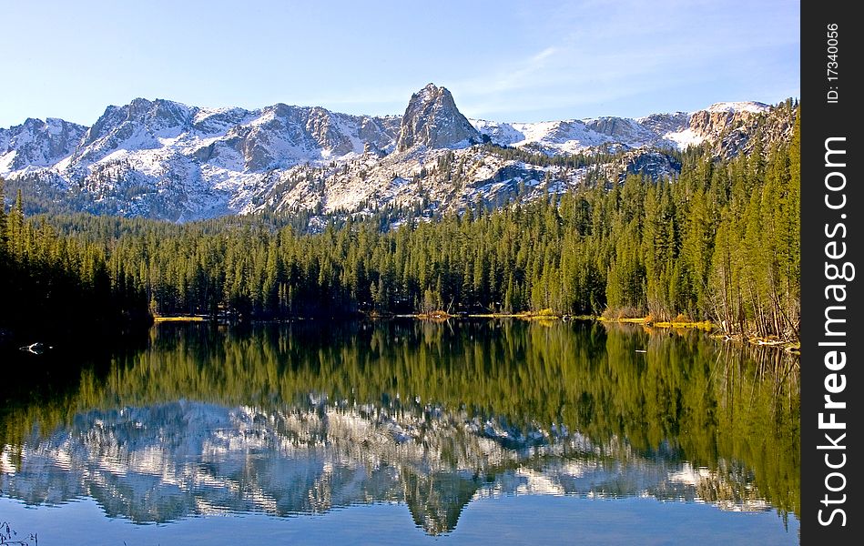 Scenic view of a Mountain and Lake with Reflection in the Easter Sierra