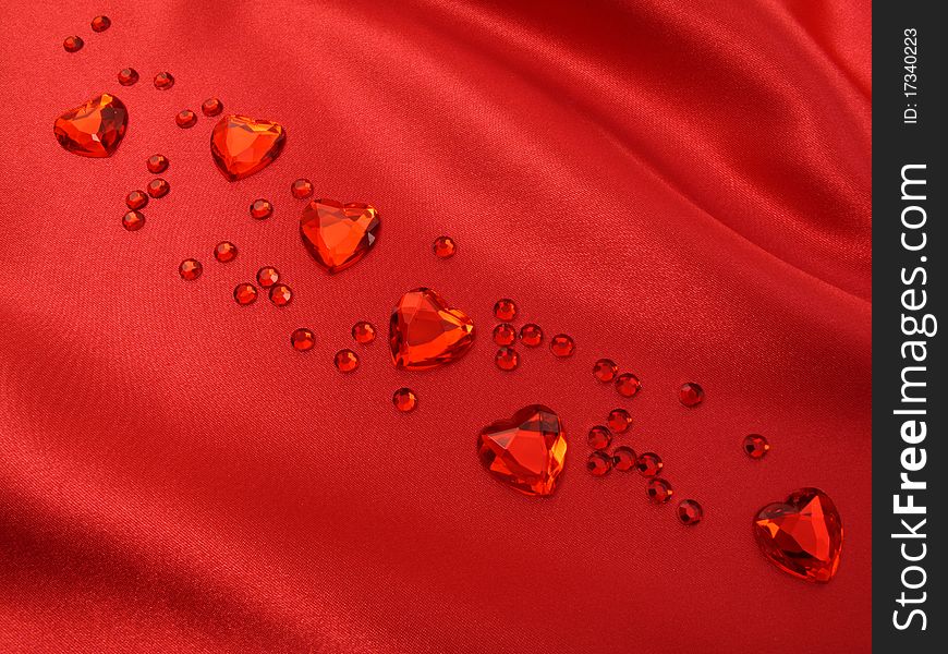 Stunning red crystal hearts on Red Satin...look for more great valentine ideas in my portfolio!