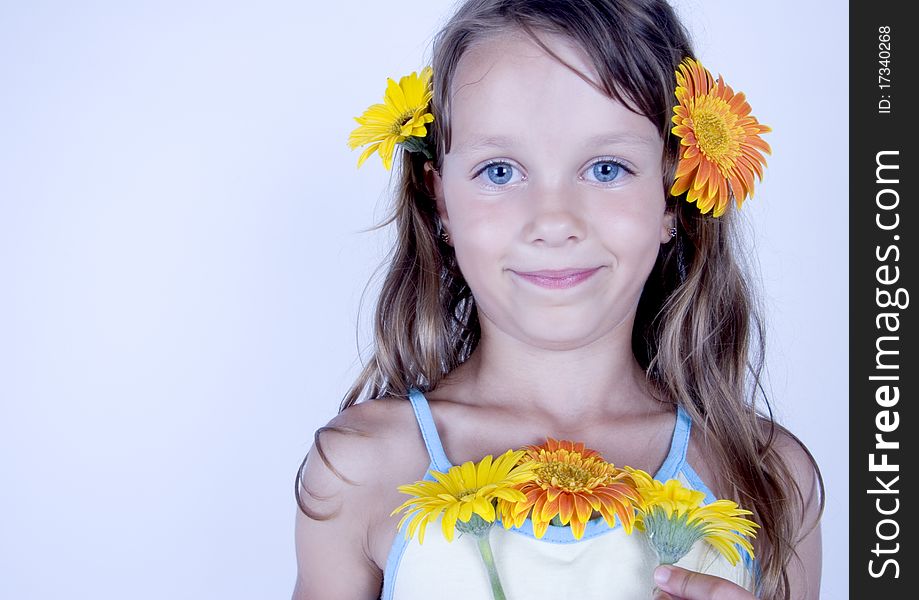 Little Girl With Flowers