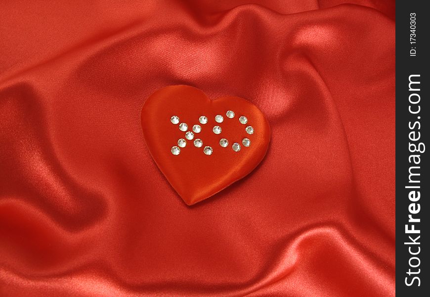 Satin heart with diamond kiss and hug on red...look for more great valentines in my portfolio!