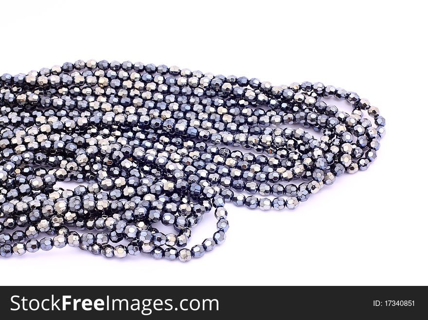 Blue Beads  On White Background